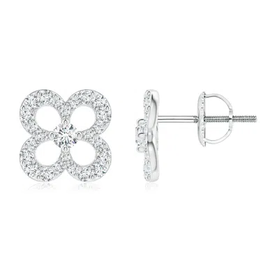 Angara Lab-grown Prong-set Diamond Open Petal Floral Stud Earrings In Metallic