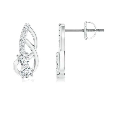 Angara Lab-grown Prong-set Double Diamond Loop Earrings In Metallic