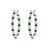 Angara Lab-grown Prong-set Emerald And Lab Diamond Inside Out Hoop Earrings In White Gold/rich Green