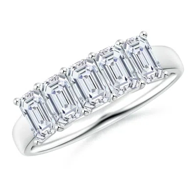 Angara Lab-grown Prong-set Emerald-cut Diamond Five Stone Wedding Ring In Metallic