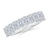 Angara Lab-grown Prong-set Emerald-cut Diamond Half Eternity Wedding Ring In White Gold/f-g