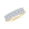 Angara Lab-grown Prong-set Emerald-cut Diamond Seven Stone Wedding Ring In Yellow Gold/f-g