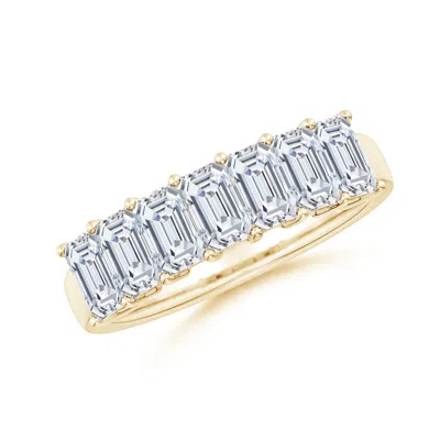 Angara Lab-grown Prong-set Emerald-cut Diamond Seven Stone Wedding Ring In White