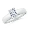 Angara Lab-grown Prong-set Emerald-cut Diamond Solitaire Engagement Ring In Platinum/f-g