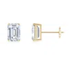 Angara Lab-grown Prong-set Emerald-cut Diamond Solitaire Stud Earrings In Yellow Gold/f-g