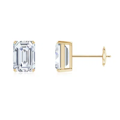 Angara Lab-grown Prong-set Emerald-cut Diamond Solitaire Stud Earrings In Gold