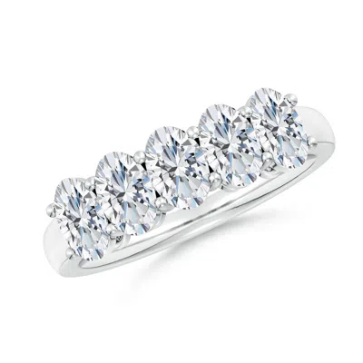 Angara Lab-grown Prong-set Oval Diamond Five Stone Wedding Ring In Metallic