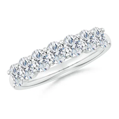 Angara Lab-grown Prong-set Oval Diamond Half Eternity Wedding Ring In Metallic