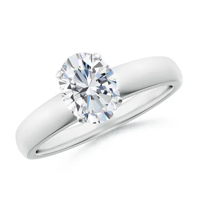 Angara Lab-grown Prong-set Oval Diamond Solitaire Engagement Ring In Metallic
