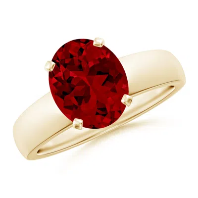 Angara Lab-grown Prong-set Oval Ruby Solitaire Engagement Ring In Red