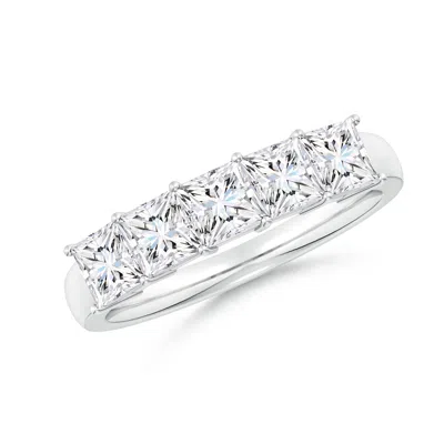 Angara Lab-grown Prong-set Princess-cut Diamond Five Stone Wedding Ring In Metallic