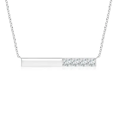 Angara Lab-grown Prong-set Round Diamond Bar Necklace In White