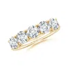 Angara Lab-grown Prong-set Round Diamond Five Stone Wedding Ring In Yellow Gold/f-g