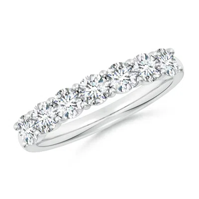 Angara Lab-grown Prong-set Round Diamond Half Eternity Wedding Ring In Metallic