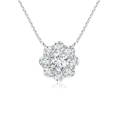Angara Lab-grown Prong-set Round Diamond Halo Pendant In Metallic