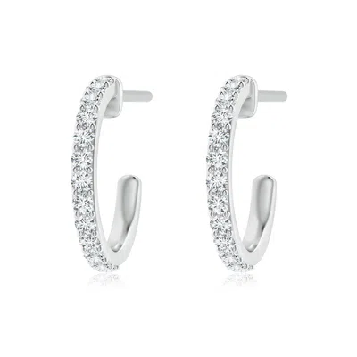 Angara Lab-grown Prong-set Round Diamond Hoop Earrings In Metallic