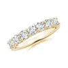 Angara Lab-grown Prong-set Round Diamond Seven Stone Wedding Ring In Yellow Gold/f-g