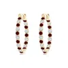 Angara Lab-grown Prong-set Ruby And Lab Diamond Inside Out Hoop Earrings In Yellow Gold/deep Rich Red
