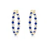 Angara Lab-grown Prong-set Sapphire And Lab Diamond Inside Out Hoop Earrings In Yellow Gold/deep Rich Blue