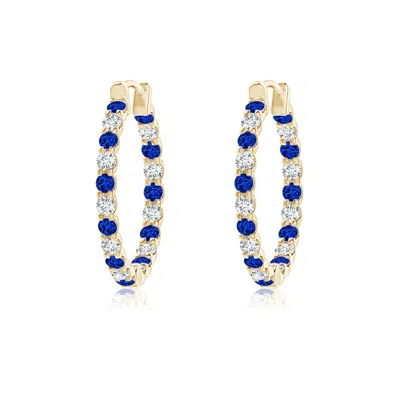 Angara Lab-grown Prong-set Sapphire And Lab Diamond Inside Out Hoop Earrings In Gold