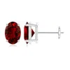 Angara Lab-grown Prong-set Solitaire Oval Ruby Stud Earrings In White Gold/deep Rich Red