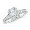 Angara Lab-grown Radiant-cut Diamond Halo Engagement Ring With Milgrain In White Gold/f-g
