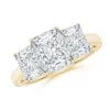 Angara Lab-grown Radiant-cut Diamond Three Stone Classic Engagement Ring In Yellow Gold/f-g