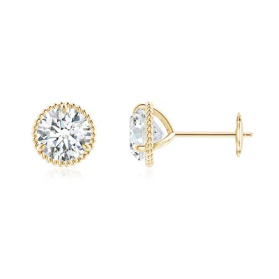 Angara Lab-grown Rope Framed Claw-set Diamond Martini Stud Earrings In Gold