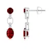 Angara Lab-grown Round And Oval Ruby Dangle Earrings With Diamond Accents In White Gold/deep Rich Red