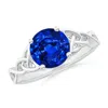 Angara Lab-grown Round Blue Sapphire Celtic Knot Engagement Ring In White Gold/deep Rich Blue