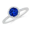 Angara Lab-grown Round Blue Sapphire Classic Halo Engagement Ring In White Gold/deep Rich Blue
