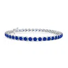 Angara Lab-grown Round Blue Sapphire Link Tennis Bracelet In White Gold/deep Rich Blue