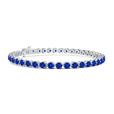 Angara Lab-grown Round Blue Sapphire Link Tennis Bracelet
