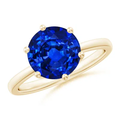 Angara Lab-grown Round Blue Sapphire Solitaire Classic Engagement Ring