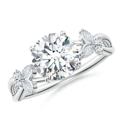 Angara Lab-grown Round Diamond Butterfly Engagement Ring In Metallic