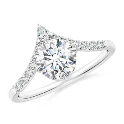 Angara Lab-grown Round Diamond Chevron Engagement Ring In Metallic