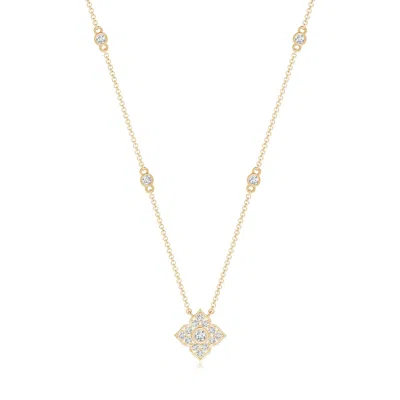 Angara Lab-grown Round Diamond Clover Station Necklace In Gold