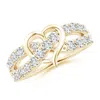 Angara Lab-grown Round Diamond Criss Cross Heart Promise Ring In Yellow Gold/f-g