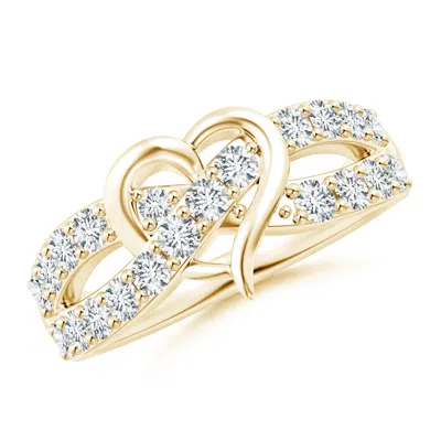 Angara Lab-grown Round Diamond Criss Cross Heart Promise Ring In Gold
