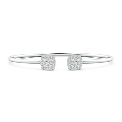 Angara Lab-grown Round Diamond Cushion Halo Open Flex Bangle In Metallic