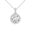 Angara Lab-grown Round Diamond Dangle Pendant With Halo In White Gold/f-g