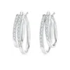 Angara Lab-grown Round Diamond Double Hoop Earrings In White Gold/f-g
