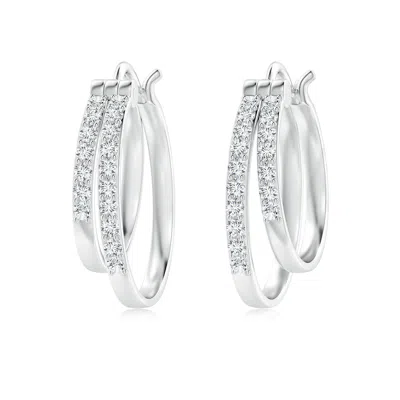 Angara Lab-grown Round Diamond Double Hoop Earrings In Metallic