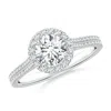 Angara Lab-grown Round Diamond Halo Ring With Accents In White Gold/f-g