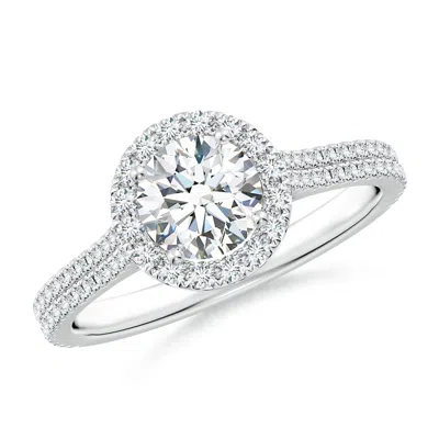 Angara Lab-grown Round Diamond Halo Ring With Accents In Metallic