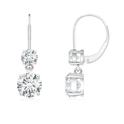 Angara Lab-grown Round Diamond Leverback Dangle Earrings With Diamond In Metallic