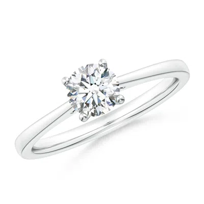 Angara Lab-grown Round Diamond Reverse Tapered Shank Cathedral Engagement Ring In Metallic