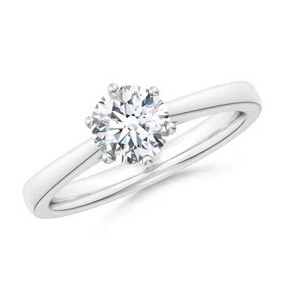 Angara Lab-grown Round Diamond Reverse Tapered Shank Cathedral Engagement Ring In Metallic