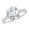 Angara Lab-grown Round Diamond Side Stone Engagement Ring In White Gold/f-g