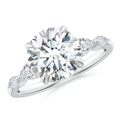 Angara Lab-grown Round Diamond Side Stone Engagement Ring In Neutral